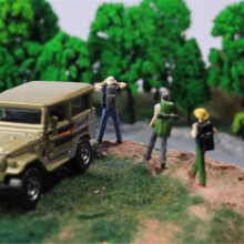 ŻYwica 1:64 Figurka Diorama Street Hiker Figurka Postaci Backpacker Garnitur Miniaturowa Lalka Piaskowy Stół Gospodarstwa Domowego A
