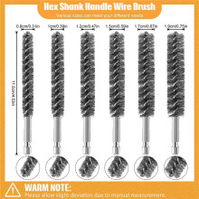 Bore Brush Stainless Steel Bristles Wire Brush for Power Drill Cleaning Wire Brush with Hex Shank Handle 12 Pieces