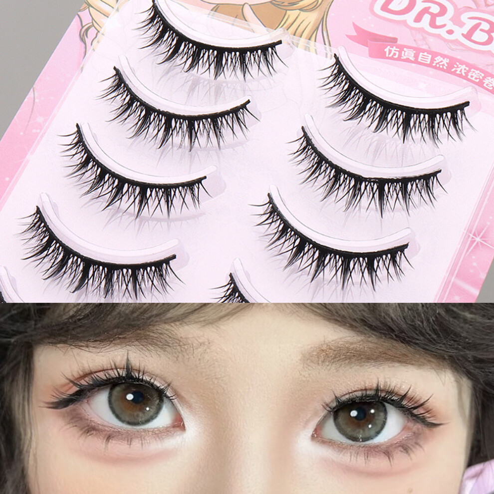 Hue-Grain 5 Pairs Natural Strip Lashes For Party & Weddings