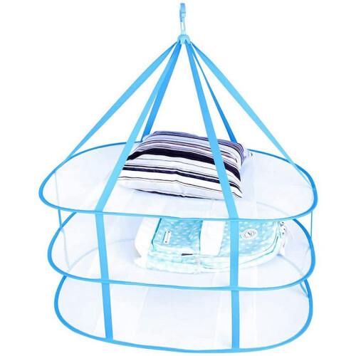2X 3-Tier Portable Mesh Clothes Hanging Dryer, Foldable Sweater Drying Rack, Collapsible Hanging Laundry Rack 2