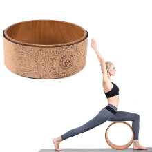 Yoga Wheel Back Wheel Yoga Roller Cork Yoga Wheel for Stretching Flexibility Back Bends Deepen Yoga Pose Backbend Wood