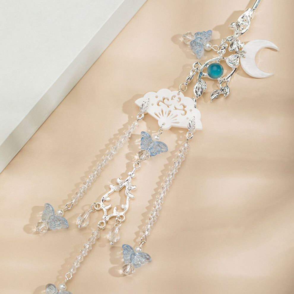 Dachuang Beauty Vintage Moon Hair Stick For Hanfu - White & Blue