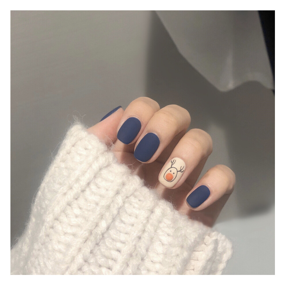 Roc-Electron Blue Elk Fake Nails W/ Glue, Fall-Winter