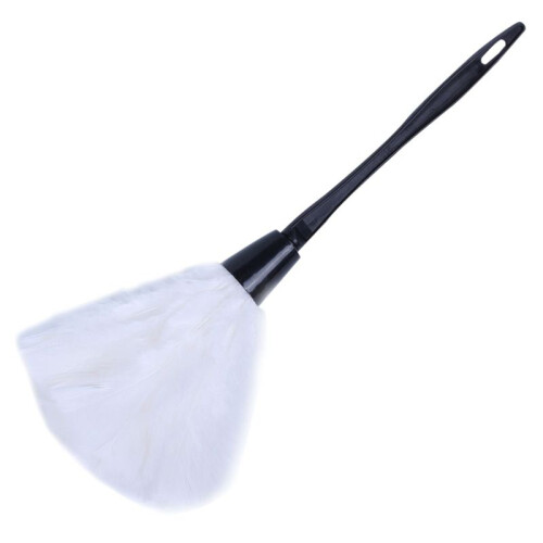 2pc Fashion Turkey Feather Duster with Black Plastic Handle Cleaning Tool(White)35cm 1