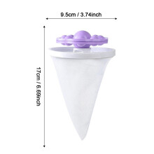 (Purple) Reusable Washing Machine Hair Filter Net Bag