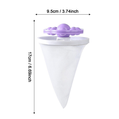 (Purple) Reusable Washing Machine Hair Filter Net Bag