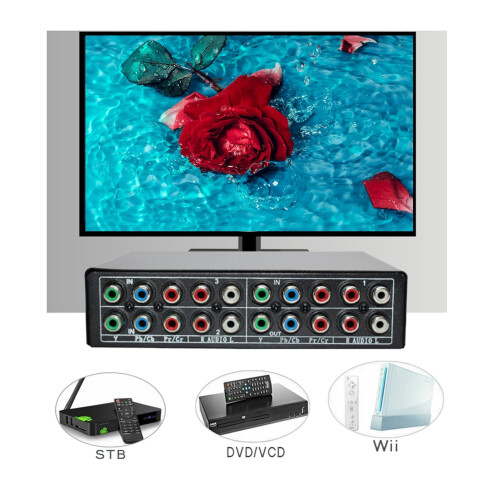 RGB Component  Selector 5 RCA 3-Way YPBPR Cable Component  AV Switcher for PS2   DVD Player TV 2