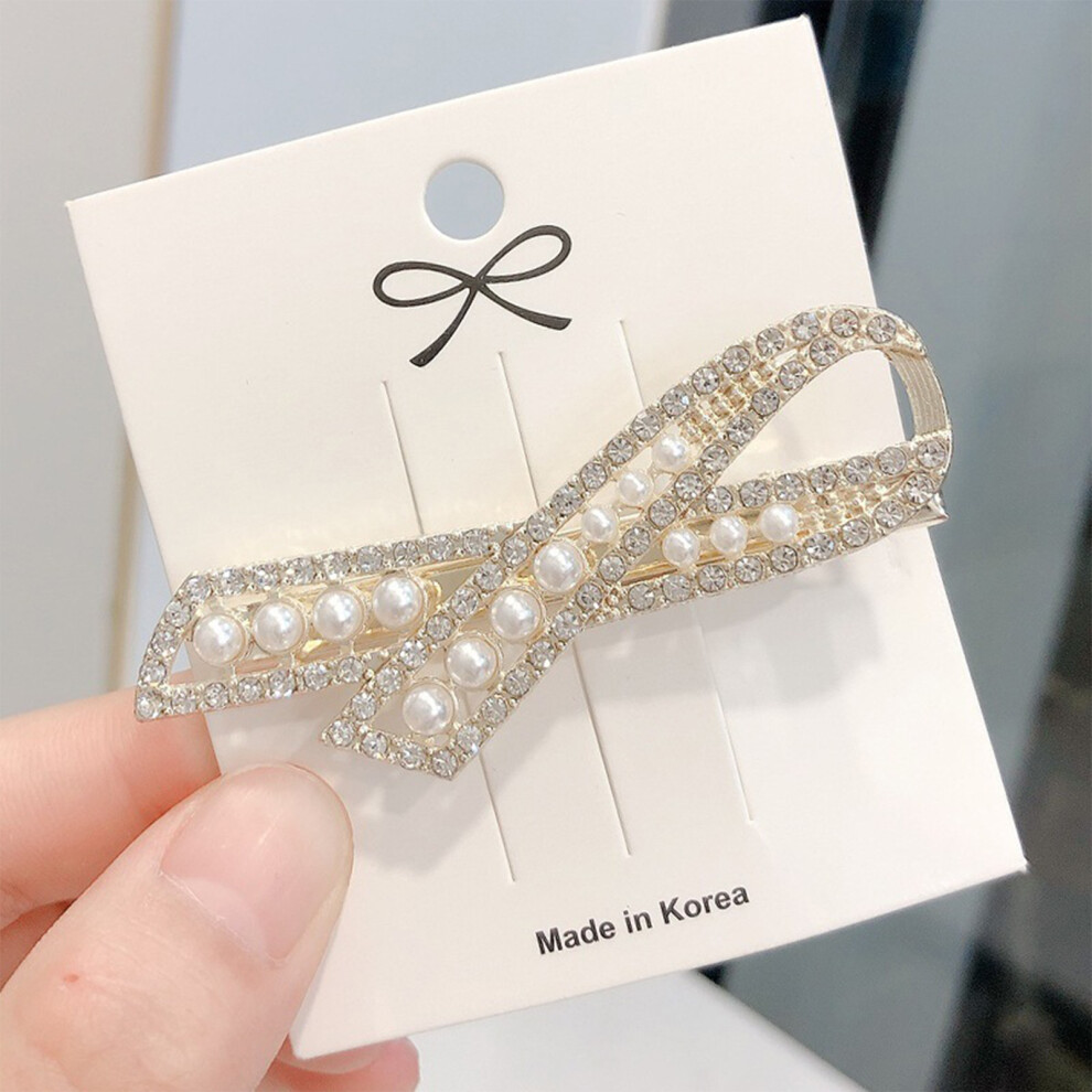 Dachuang Beauty (Ak4002) Korean Pearl Hair Clip - Bowknot Side Clip For Women