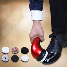 Portable Handheld Electric Shoe Brush Shine Polisher Battery/Plug-in Power Supply Electric Shoe Polisher Silver EU Plug