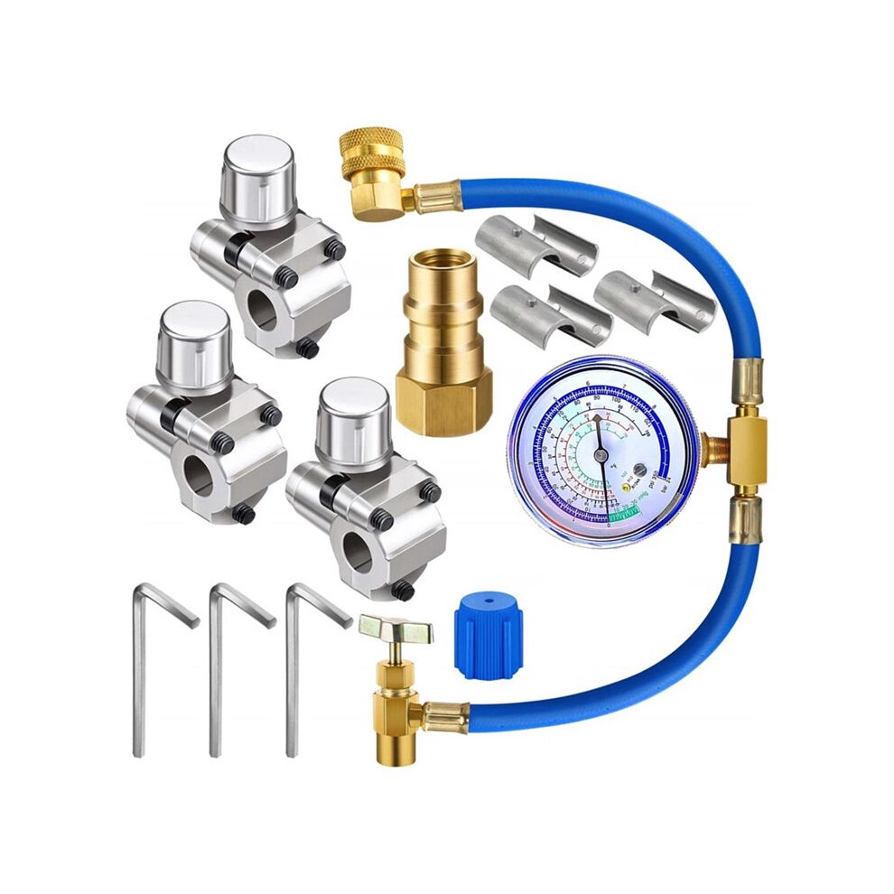 For A/C Refrigerant System Refrigerator Freon Recharge Hose With Gauge Kit R134a R12 R22,With Bpv31 Piercing Tap Valve 6031269068276