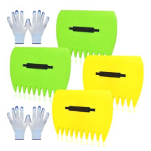 Set mit Laubschaufeln und Handschuhen für Den Garten, 2 Paar Leichte Laubklauen mit Verstellbarem Griff, Handrechen Aus Hochwertigem Kunststoff