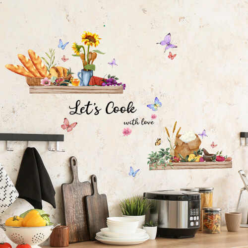 (MS3020) Sunflower Butterfly Kitchen Wall Stickers Decor