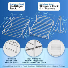 Air Fryer Rack for Dual Basket,Air Fryer Accessory Multi-Layer Rack,for Foodi DZ201 DZ40 Double Basket Air Fryer