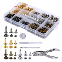 360 Sets Boxed 6Mm 8Mm Doppel Seitige Niete Rund Kappe Niete Leder Pflaster + Montage Werkzeug Satz + Zange