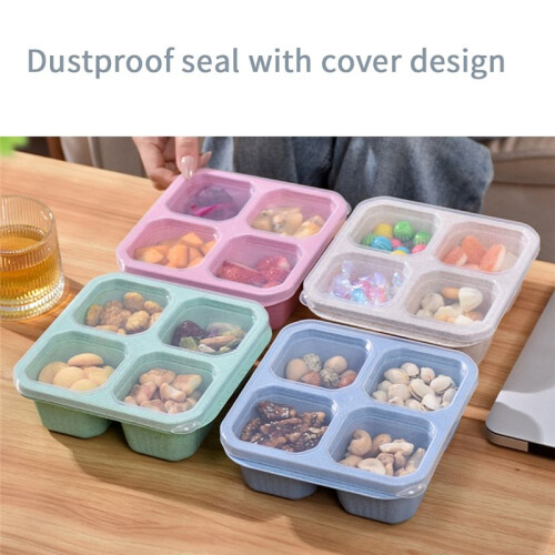 Bento Box-Reusable 4-Compartment Meal Prep Containers,Perfect Food Storage Containers, Compact and Stackable 2