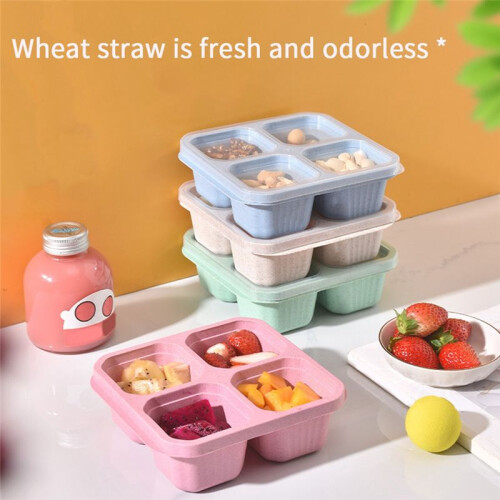 Bento Box-Reusable 4-Compartment Meal Prep Containers,Perfect Food Storage Containers, Compact and Stackable
