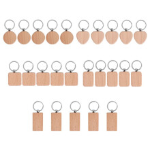 25Pieces Blank Wooden Key Chain Diy Wood Keychain Rings Key Tags Jewelry Findings