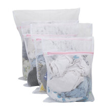 4 Pcs Nature Ringneck Pheasant Feathers & 4 Pcs Large Net Washing Bag, Coarse Mesh Laundry Bag with Zip Closure