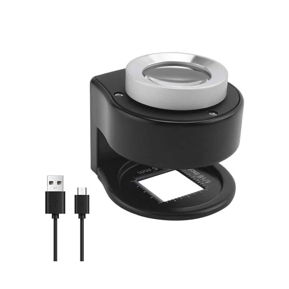 Jojomino Light 30X Loupe Magnifier With 6 Led S, Rechargeable Portable Desktop Metal Jewelers Loupe, Magnifying Glass With
