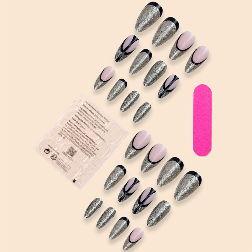 Dachuang Beauty (Jelly Glue Model) Glitter Fake Nails For Women, Round & Natural