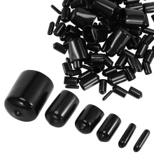 156 StüCk Von Vinyl Elastische Ende Kappen Schrauben Schrauben Gummi Gewinde Schutz Sicherheit Kappen 9 GrößEn 2/25 Bis 4/5 Zoll (Schwarz)