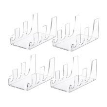 4 Pièces Présentoir de Vaisselle en Acrylique Support D'Assiette Transparent Plateaux en Porcelaine Support D'Assiette Support de Plaque de Réglage
