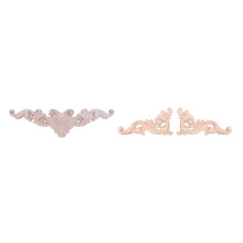 3 Pcs Wood Carved Corner Onlay Unpainted Applique Frame Door Decors Decal, 1 Pcs 20 X 5cm & 2 Pcs 15 X 8 X 0.8cm