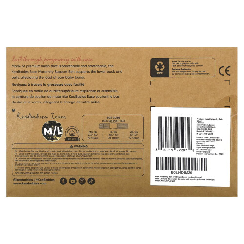 KeaBabies, Ease, Maternity Support Belt For Pregnancy, Medium/Large, Midnight Black, 1 Count 1