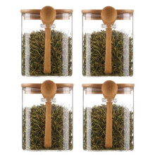 4PCS Airtight Glass Jars with Lids and Spoons, Candy Jars with Lids, Clear Spice Jars, Small Food Storage Containers