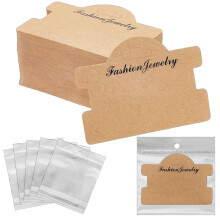 100 PièCes de Cartes D'Affichage de Bracelet, PréSentoir de Bijoux, Carte Suspendue, Emballage de Bracelet, Cartes de Collier avec Sacs, Marron
