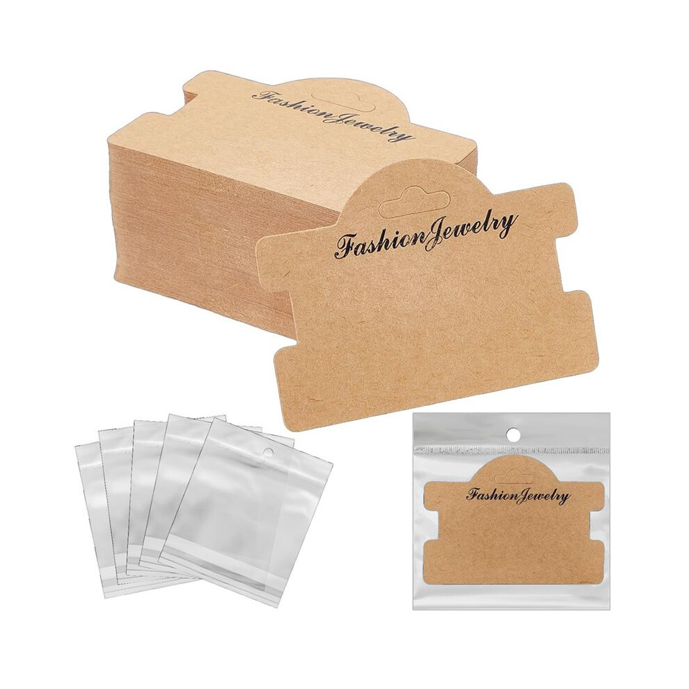 100 Pcs Bracelet Display Cards Jewelry Display Hanging Card Bracelet Packaging Necklace Cards With Bags,Brown 6132158523514