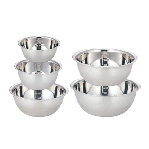 Stainless Steel Mixing Bowl Set Multipurpose Soup Basin 5 Sizes Space Saving Nesting Bowls Set 1