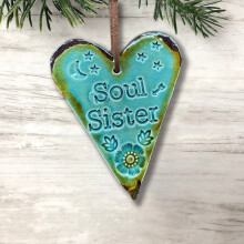 Friendship Ornament-Soul Sister, Handmade Best Friend Ornament, Personalized Shaped B