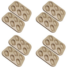 8 Pack Madeleine Mold Cake Pan, Non-Stick Heavy Duty Shell Madeline Bakeware for Oven Baking (Gold)