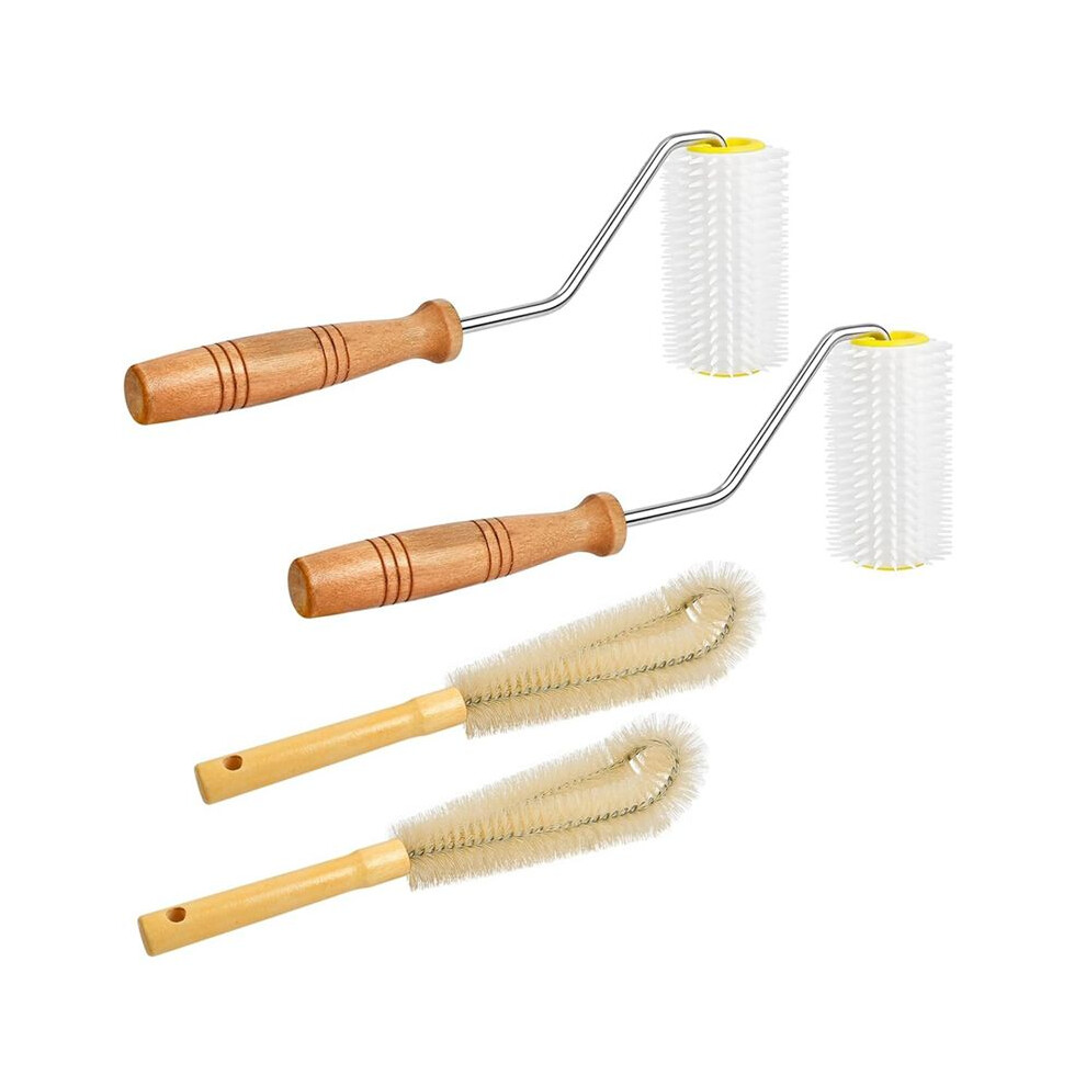 Typecat 4 Pcs Honey Extractor Uncapping Needle Roller Tool With Wood Handle For Beekeeper, Honey Extractor Spinner