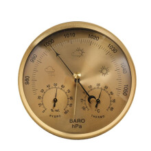 3-In-1-Zifferblatt-Barometer, Thermometer und Hygrometer für Zuhause, Wanddekoration, Babyzimmer, Angeln (Gold)