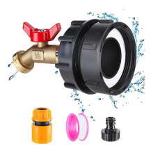 Adapter Zbiornika Wody IBC Tote - Złączka z Drobnym Gwintem do Zbiornika IBC IBC O Pojemności 275-330 Galonów, Szczelny, Solidny Mosiężny Zawór