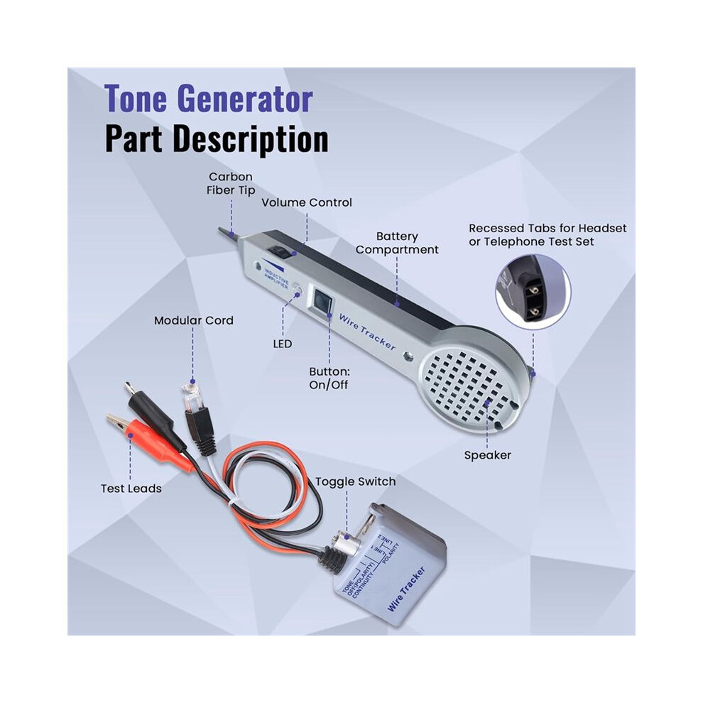 Tone Generator Kit, Wire Tracer Circuit Tester, Tone And Probe Kit, 200Ep Cable Tester, For Network Cables Collation 6034276679305