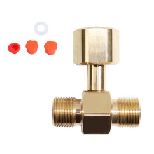 CO2 Tank Adapter,Soda Cylinder Brass CO2 Cylinder Tank W21.8-14 Adapter Converter Tee Adapter T-Adapter 1 to 2 W21.8-14