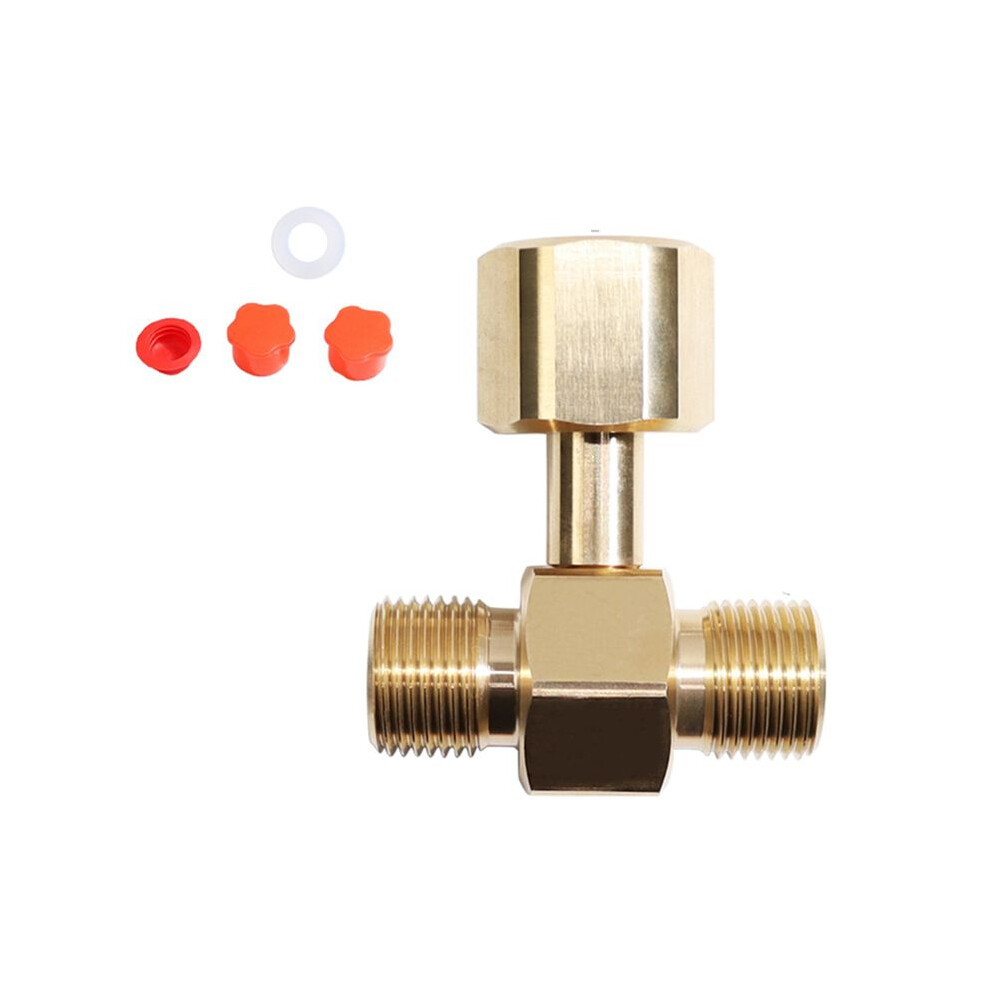 Co2 Tank Adapter,Soda Cylinder Brass Co2 Cylinder Tank W21.8-14 Adapter Converter Tee Adapter T-Adapter 1 To 2 W21.8-14 6033963059451
