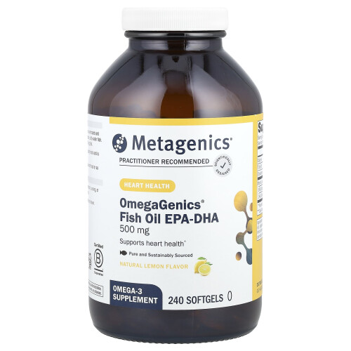 Metagenics, ΩμέγαGenics, EPA-DHA 500, Φυσική Λεμόνι, 240 Μυαλά Γεμίδια 1