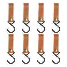8 St LäDer S-Krokar LäDerkrok, S-Krokar S-Formade Krokar KläDkrok för UpphäNgning, CampingkrokhäNgare (Brun)