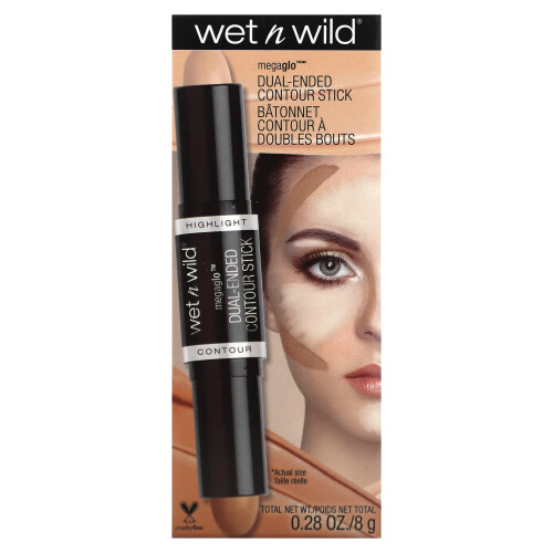 Wet n Wild MegaGlo, Dual-Ended Kontur Stik, Medium/Tan, 0,28 oz (8 g) 1