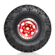 4Pcs 60mm 1.0In Metal Beadlock Wheel Tire Set for 1/18 1/24 RC Crawler Car TRX4M SCX24 AX24 FCX24 Upgrade Parts Black