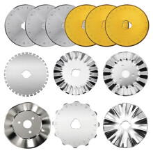 12pack 45mm Rotary Cutter Blades Kits, Perforating Rotary Replacement Blades for Fabric Leather 7 Type