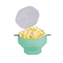 Bol à -Corn Pliable en Silicone pour Micro-Ondes, Seau avec Couvercle Pliable, Outil de Cuisson de Cuisine Cyan