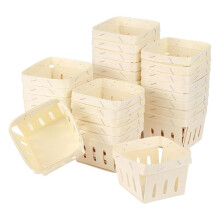 Small Wooden Berry Basket,  Square Vented Basket, Produce Basket Bulk Storage Containers