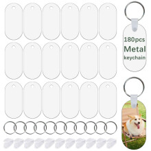 180 Pcs Metal Sublimation Keychain Blanks Bulk,Double Sided Sublimation Blanks Keychain Heat Transfer Keychain Blanks