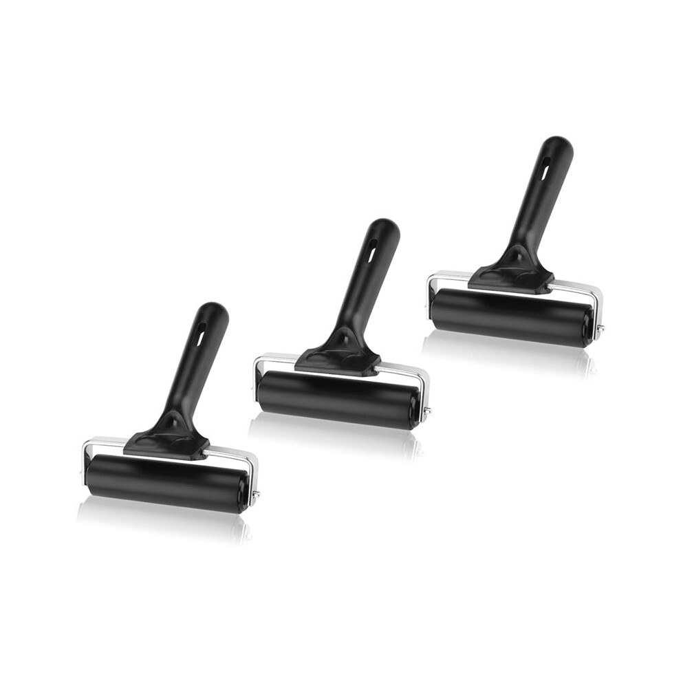 Jojomino 3 Pcs Rubber Brayer Roller Stamping Roller Gluing Roller Tool For Printmaking, Gluing Application,3.75 Inches Width Size