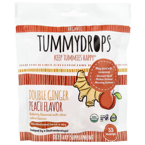 Tummydrops, Organic Peach Ginger, 33 Lozenges 1